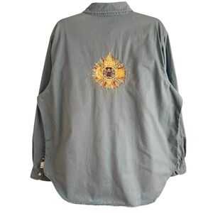 Walt Disney World Tour Button Up Light Canvas Shirt Embroidered Mickey Size XL